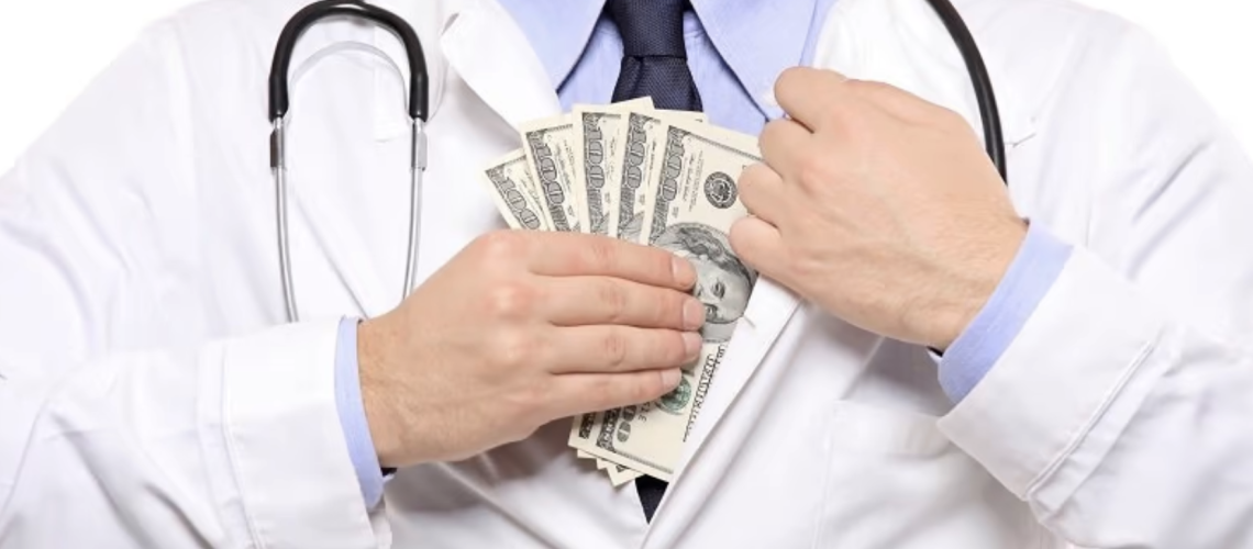doctor with dollar bills