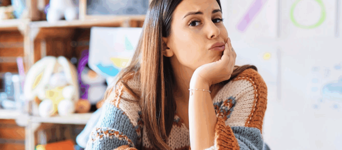 Woman contemplates jobs