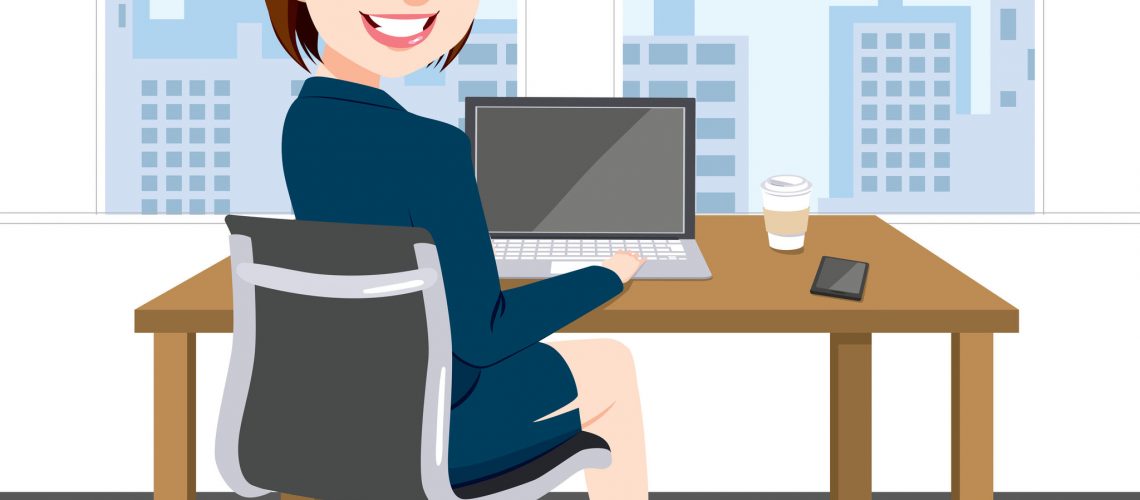 Woman Sitting Working Office